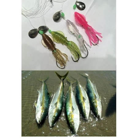 Rigs Holographic Squid Lure Sea Bass Cod w Blade Sz 5/0
