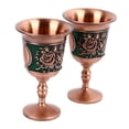 thumbnail image 2 of Copas de vino de metal vintage con relieve, decorativas, retro, para bar en casa, 2 unidades, oro rosa (fondo verde), 2 of 14