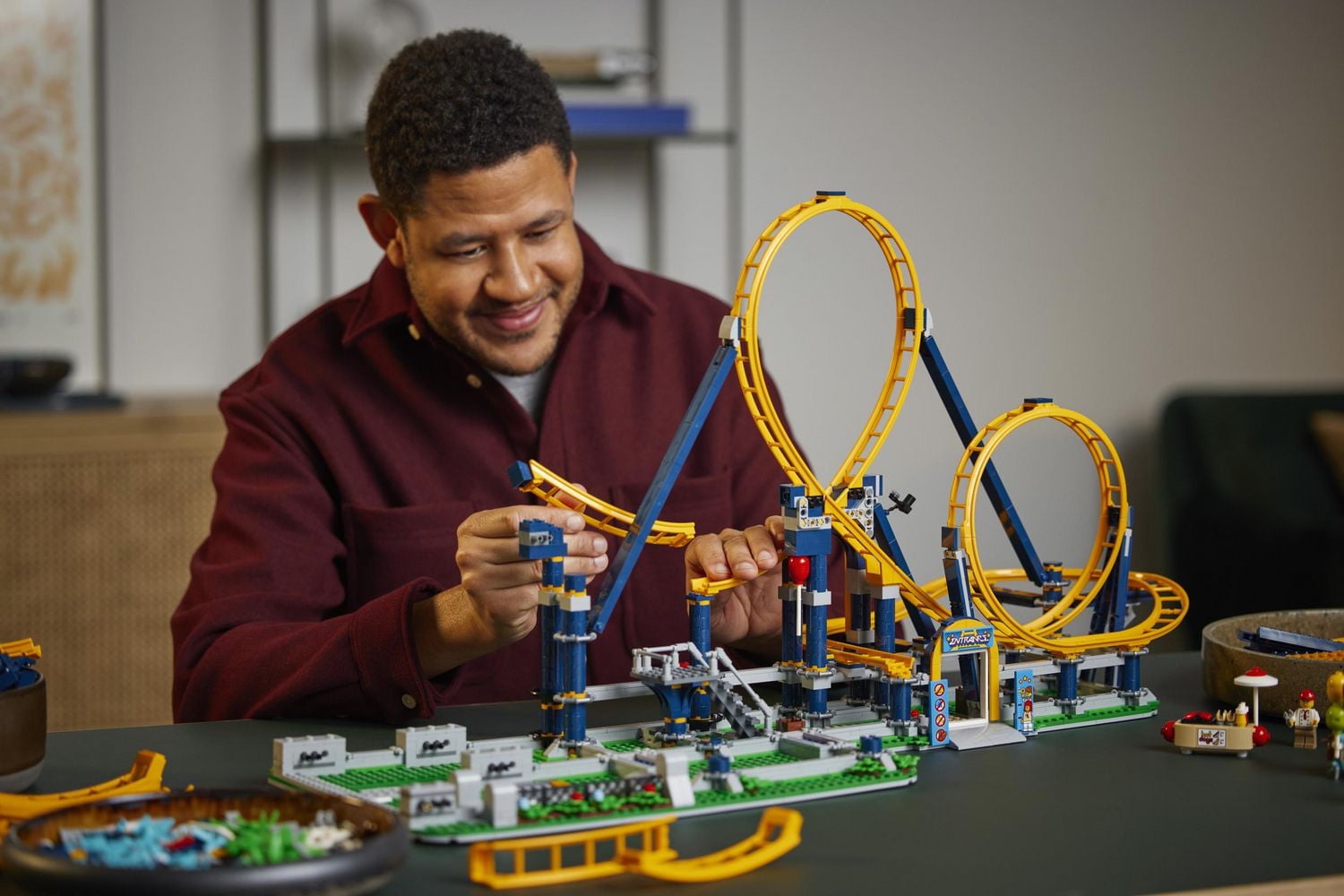 LEGO Icons Loop Coaster Set 10303, Model Building Kit for Adults, Amusement Park Funfair Track with Passenger Train, Great Gift Idea