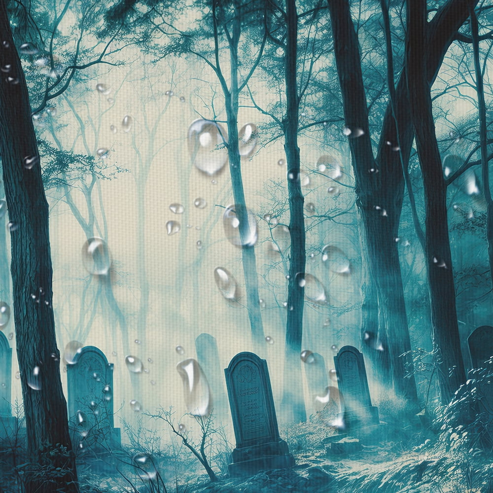 8X6ft Haunted Mist Forest Backdrop Mysterious Foggy Dark Forest Cemetery Creepy Scene Scary Trees Foggy Woods Twilight Misty Camping Themed Photography Backdrop Studio Props