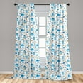 thumbnail image 5 of Ambesonne Cartoon Curtains, Stork Carrying an Elephant, Pair of 28"x84", Amber Black Blue, 5 of 5