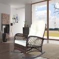 thumbnail image 2 of Stylish Rattan Rocking Chair with Tall Backrest and Wide Armrests in Dark Brown, Perfect for Your Garden or Backyard, 2 of 8