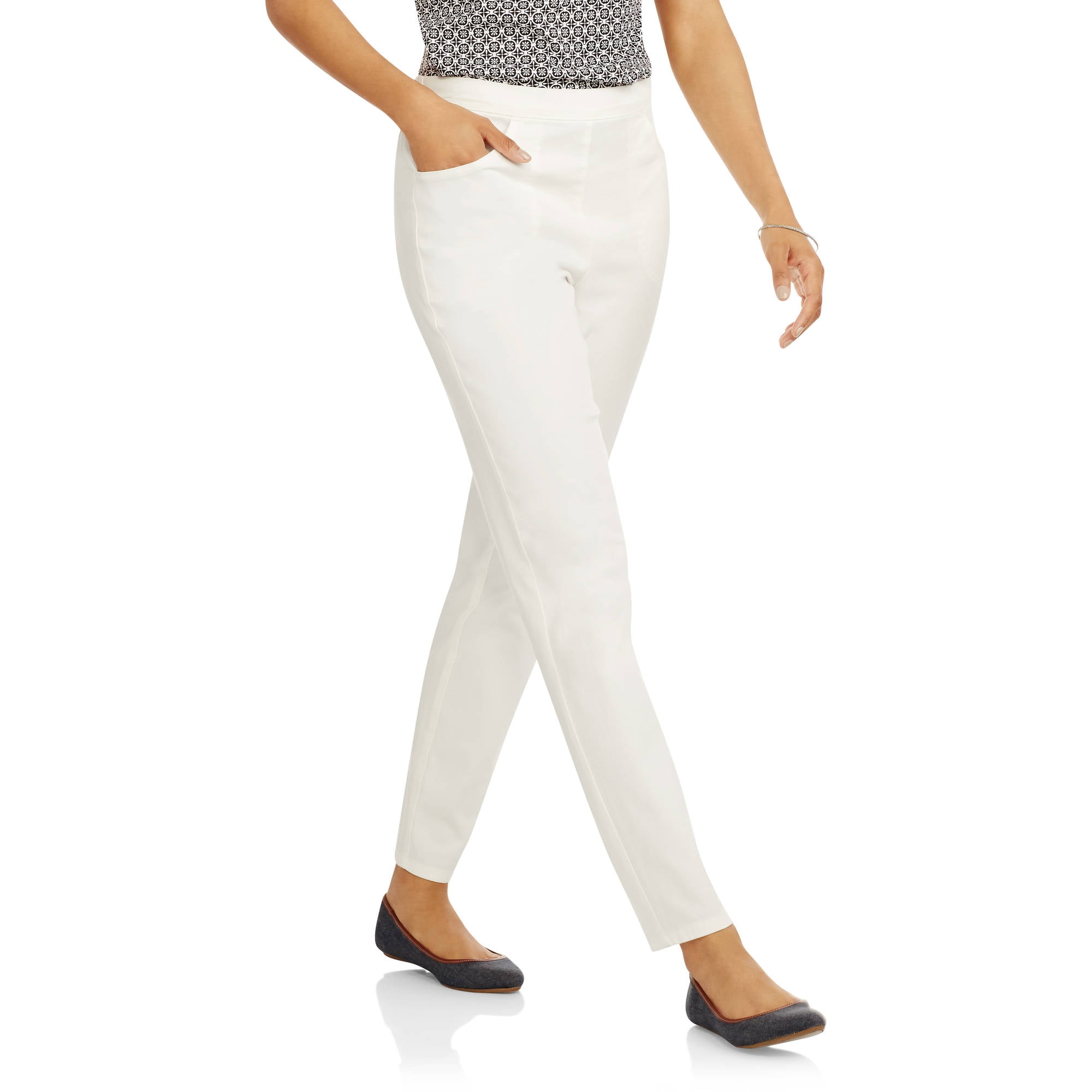White Stag - Women's Flat Front Back Elastic Stretch Denim Pants - Walmart.com - Walmart.com