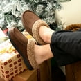 thumbnail image 2 of DL Mens Warm Moccasin House Slippers Memory Foam, Winter Cozy Wool-Like Men's Suede Bedroom Indoor Slippers Non-Slip, 2 of 7