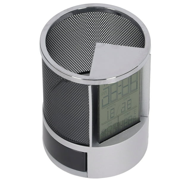 Portalápices electrónico Jadeshay con reloj despertador digital calendario perpetuo color Negro