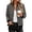 Brown, variant on Women’s Zip Up Bomber Jacket Long Sleeve Stand Collar Casual Outerwear, Classic Polka Dot Printed Fashion Baseball Coat with Side Pockets