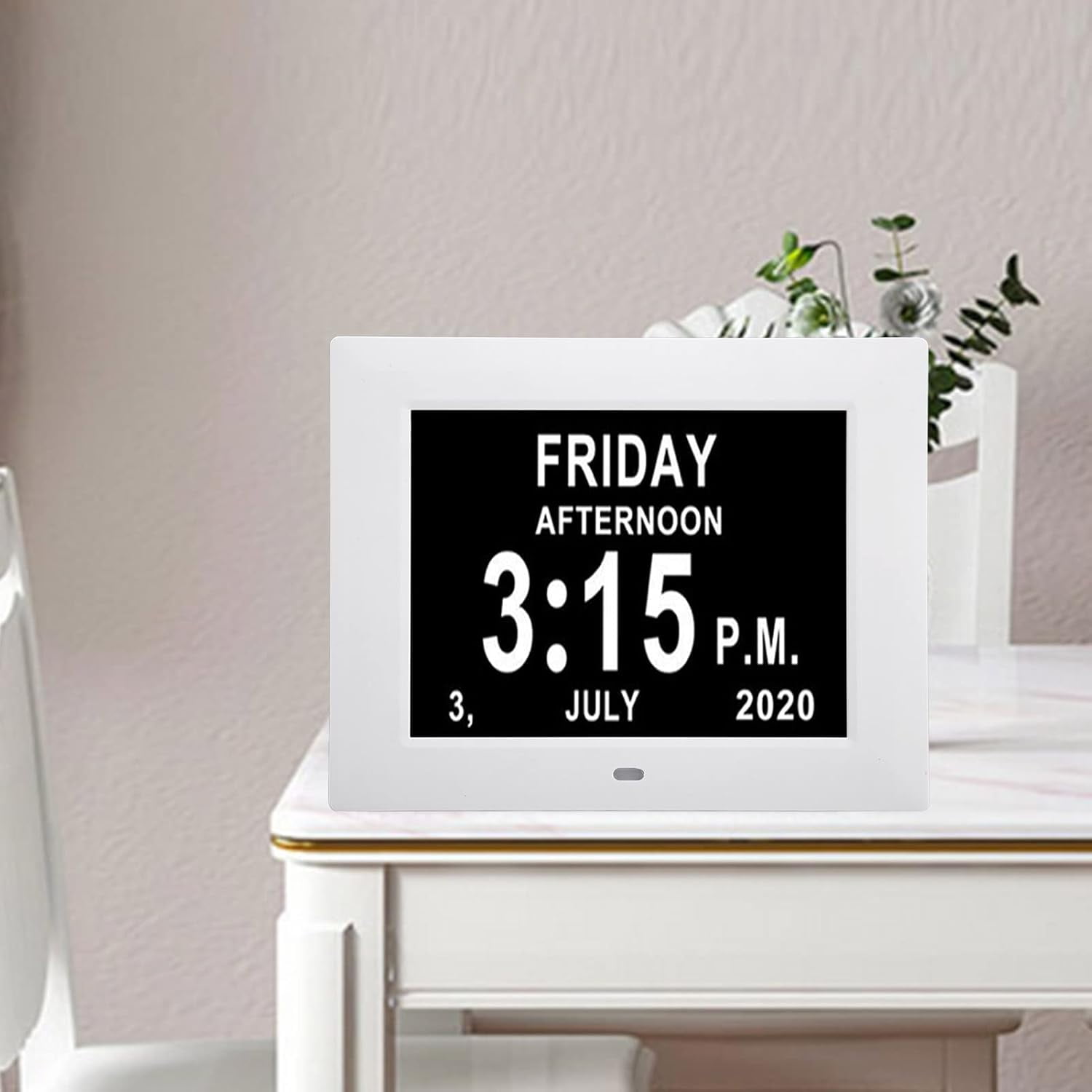 Digital Day Calendar Clock -Extra Large Date Day Time of Week Clock with 12 Alarm Options for Seniors, Elderly, Dementia, Alzheimer (7-inch, White)
