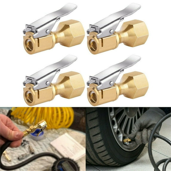 4/8X Auto Car Air Chuck Open Flow Straight Lock-On with Clips Tire Inflator NEW