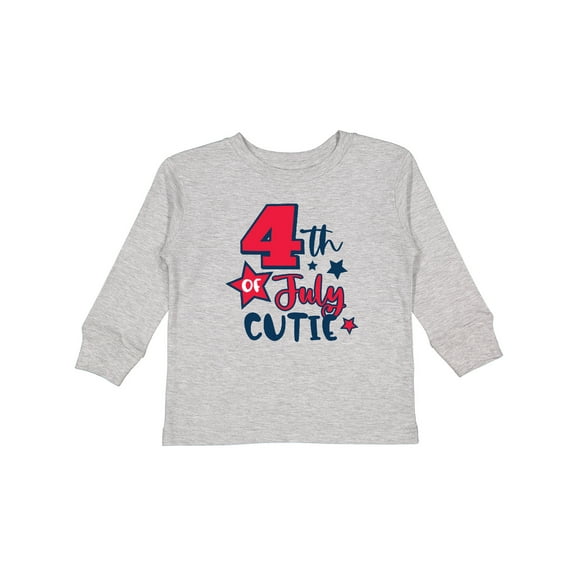 Inktastic 4th of July Cutie with Stars Boys or Girls Long Sleeve Toddler T-Shirt