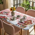 thumbnail image 3 of Pink Christmas Table Cloths for 4 Foot Rectangle Tables, Santa Snowman Snowflake Gifts Elk Patio Waterproof Elastic Fitted Tablecloths, Washable Rectangular Table Cover for Camping, 3 of 8
