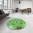 thumbnail image 3 of Ahgly Company Indoor Round Patterned Dark Lime Green Area Rugs, 3' Round, 3 of 6
