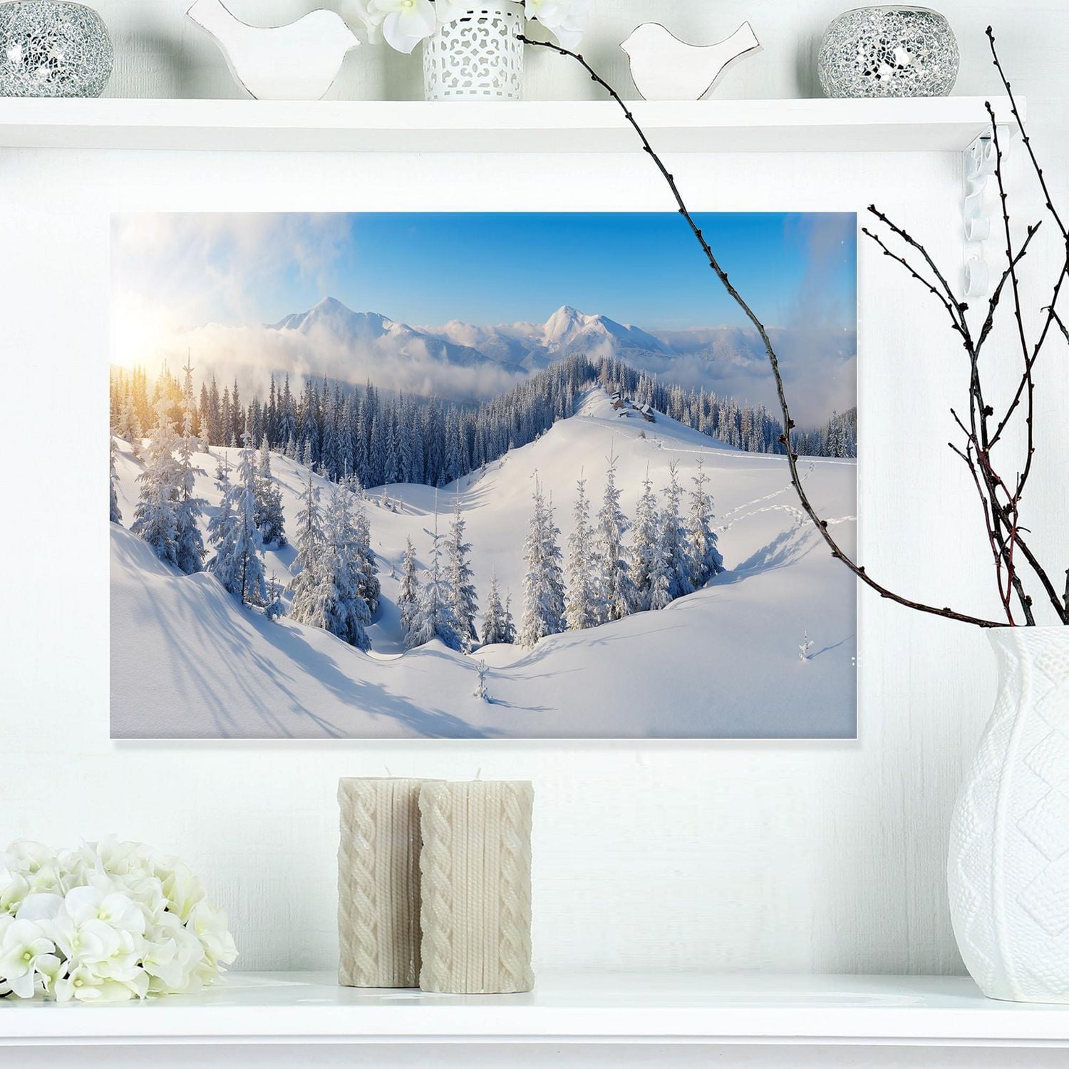 Designart Winter Mountains Panorama Canvas Wall Art