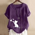thumbnail image 2 of Summer Cotton Linen Tops for Women Plus Size Casual Oversized Tees Shirts Button Comfy Loose Fit Tunics Blouses, 2 of 5