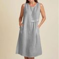 thumbnail image 2 of Vestido de Verano para las Mujeres Playa, Moda Vacaciones Color Sólido sin Mangas Hueco Fuera de la Fiesta Midi para Casual, 2 of 9