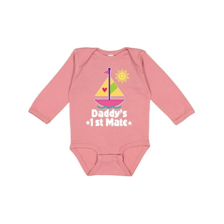 

Inktastic Daddys First Mate Girls Nautical Sailboat Gift Baby Girl Long Sleeve Bodysuit