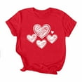 thumbnail image 4 of Wyobmus Valentines Shirts for Women Love Heart Printed Short Sleeve Graphic Tshirt Crew Neck Casual Tops F-Red, 4 of 7
