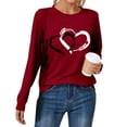 thumbnail image 2 of JAKANYQ T-Shirts pour Femmes Mode Décontractée Col Rond Manches Longues T-Shirt pour Amour Cœur Lettre Couche de Base Confortable et Tendance. pour Usage Quotidien. Tee-Shirt Doux, 2 of 3