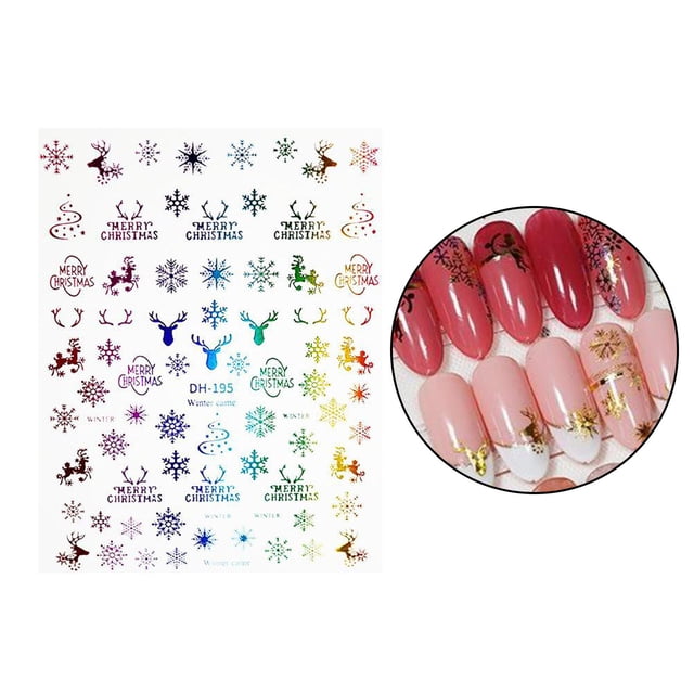 Navideñas para Decoración de Uñas, Autoadhesivas para Uñas, de Nieve, Palo Navideño para Decoraciones de Uñas Navideñas - DH-195 DH-195 Colorido Macarena Arte de uñas pegatinas