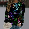 thumbnail image 2 of Fshinging Womens Daily Merry Christmas Print O Neck Sweatshirt Round Neck Fit Pullover Tops Casual Long Sleeve Workout Shirts Loose Blouse, 2 of 4