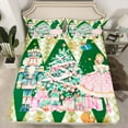 thumbnail image 2 of Manfei Vintage Christmas Festival Full Size Sheets for Kid, Xmas Tree Gifts Bed Sheets, Green Checkered Buffalo Sheet Sets, Breathable Home Decor, 4pcs, 2 of 7