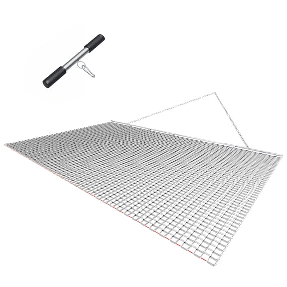 KFFKFF 6.6 x 4 ft Drag Harrow, Durable Steel Mesh Rake with Towing Chain, Compatible with ATVs, UTVs, and Tractors, Ideal for Gravel Driveways, Ruts, and Field Leveling