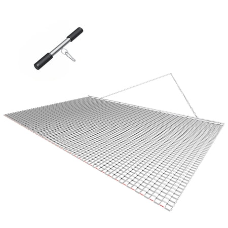 KFFKFF 6.6 x 4 ft Drag Harrow, Durable Steel Mesh Rake with Towing Chain, Compatible with ATVs, UTVs, and Tractors, Ideal for Gravel Driveways, Ruts, and Field Leveling