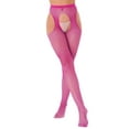 thumbnail image 1 of Jhaoyu Bas Résille Filet pour Femmes Collants à Pieds Bas Cuisse Haute Rose Vif Taille Unique, 1 of 4