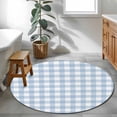 thumbnail image 5 of Light Blue Plaid Round Rug 3.3ft Washable Circle Entryway Rugs Non Slip Modern Minimalist Country Area Rug Indoor Floor Carpet for Bedroom Kitchen Living Room Home Office Dining Room Nursery, 5 of 7