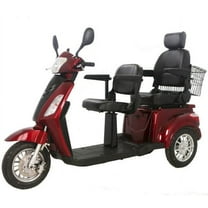 MobilityScooTrike GTX-L-60 3-Wheel Mobility Scooter with Double Seat, Red, 550 lb Limit