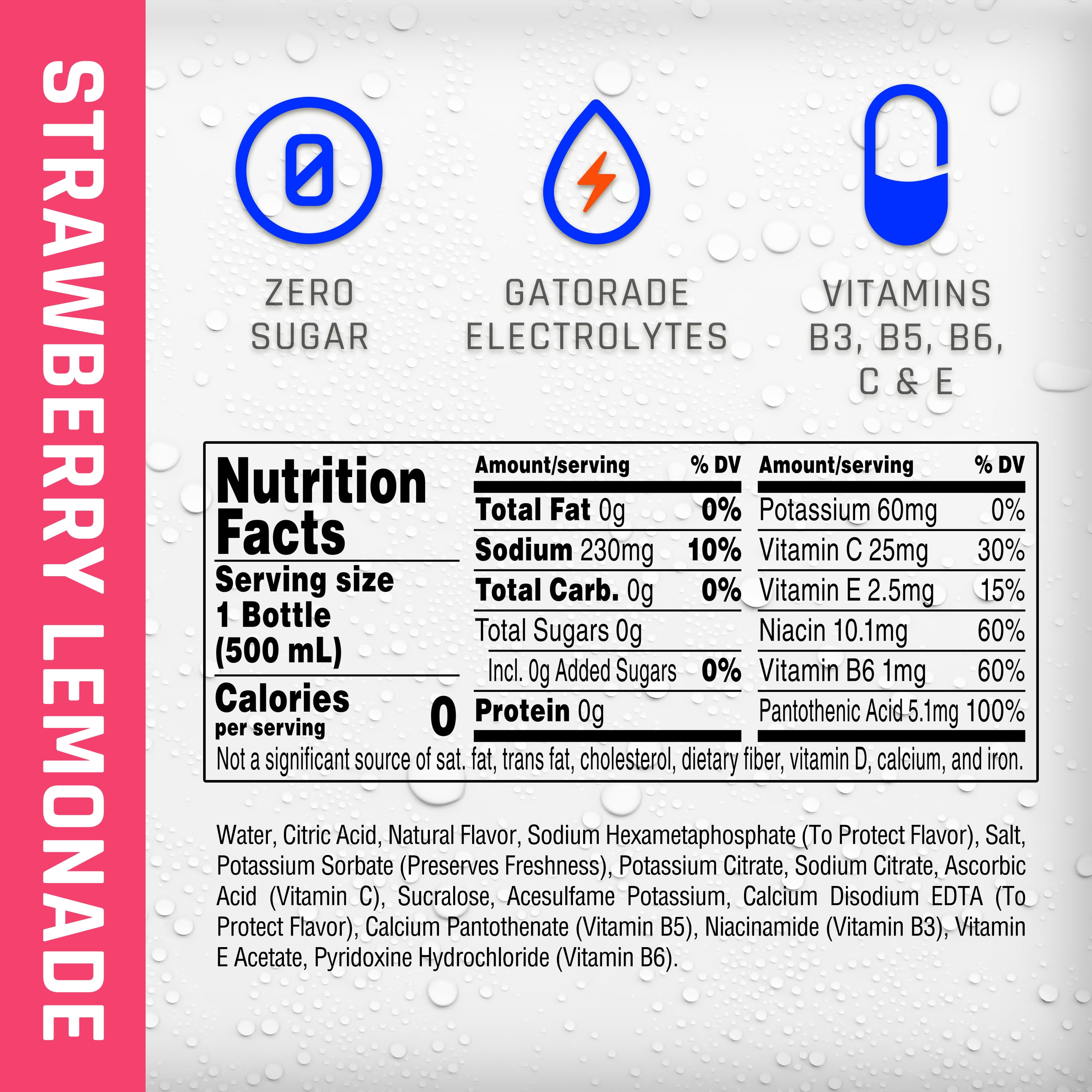 Propel Zero, Strawberry Lemonade, 20 fl oz Bottle