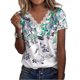 thumbnail image 4 of Camiseta De Verano Para Mujer Camiseta Suelta De Manga Corta Con Cuello En V Con Adorno De Encaje Estampado Floral Para Mujer Impresión C Verde M, 4 of 6