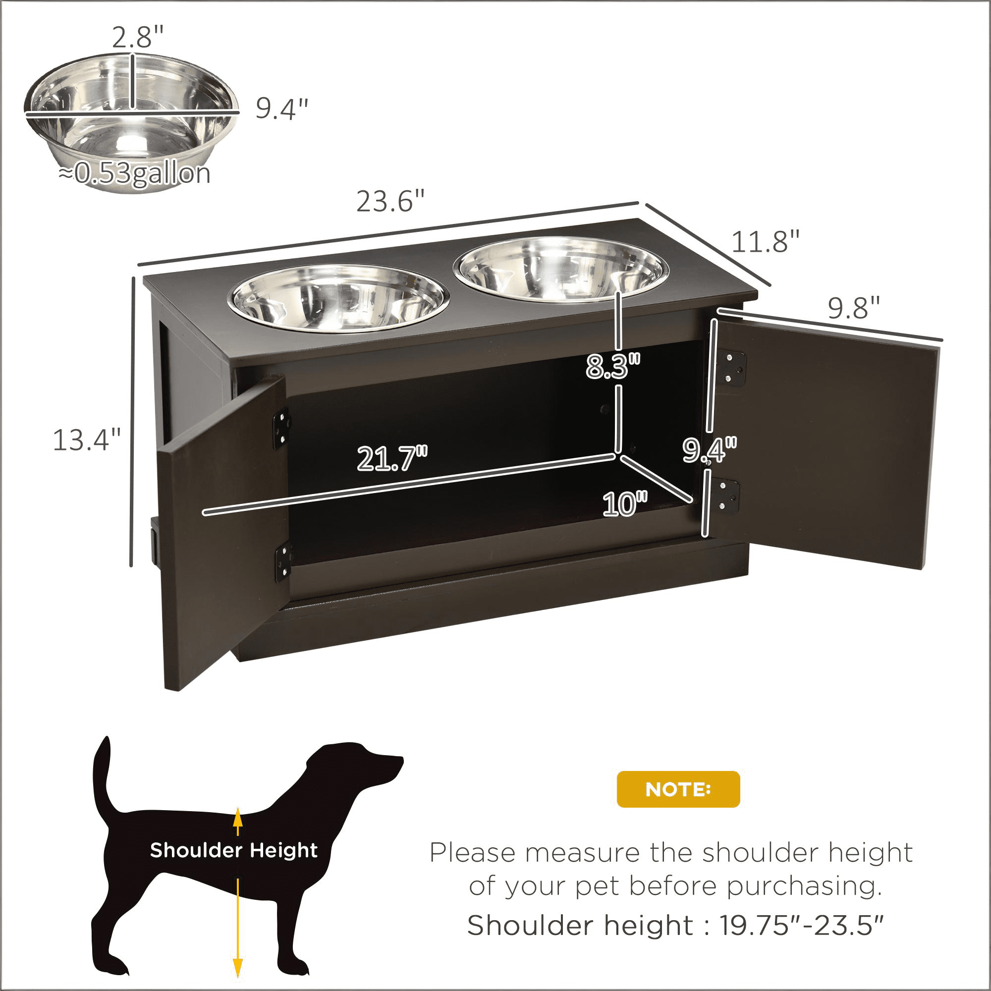 Pet Feeder Stand, Elevated Dog Bowls