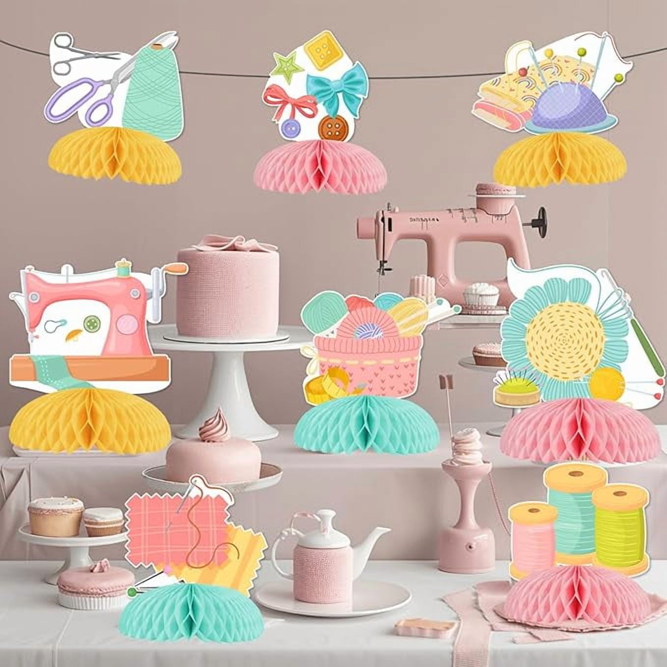 Sewing Party Decorations, 8pcs Sewing Machine Theme Honeycomb Centerpiece Tailor Seamstress Theme Party Table Decorations for Sewing Theme Birthday Baby Shower Party Supplies
