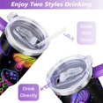 thumbnail image 5 of 40oz Cute Colorful Botanical Mushroom Stainless Steel Flip Straw Tumbler Spill Proof Travel Cup Double Wall Vacuum Insulated Coffee Mug with Top Handle, 5 of 6