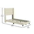 thumbnail image 5 of Merrick Lane Modern Twin Platform Bed with Padded Channel Stitched Beige Faux Linen Upholstered Wingback Headboard and 6" Underbed Clearance, Beige, 5 of 11