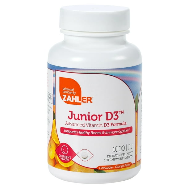 Zahler Junior D3 Chewable 1000IU, Kids Vitamin D, Great Tasting Chewable Vitamin D for Kids
