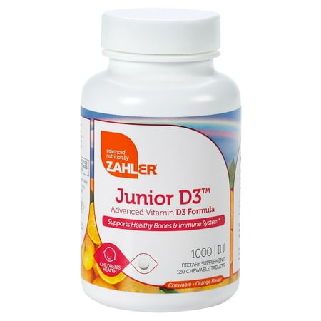 Zahler Junior D3 Chewable 1000IU, Kids Vitamin D, Great Tasting Chewable Vitamin D for Kids, Optimal Vitamin D3 1000 IU for Children,Certified Kosher, 120 Chewable
