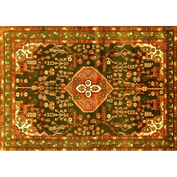 Ahgly Company Indoor Rectangle Persian Yellow Traditional Area Rugs, 7' x 9'