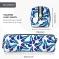 thumbnail image 3 of Pofeuu Blue Butterflies Print Leather Pencil Case, Leather Pencil Pouch Large Capacity, Big Pencil Pouch with Zipper Vintage Pen Bag Fountain Pen Holder, 3 of 7