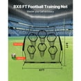 thumbnail image 3 of KFFKFF 8 x 8 ft Football Trainer Throwing Net, Training Throwing Target Practice Net with 6 Target Pockets, Knotless Net Includes Straps and Portable Carry Case, Black, 3 of 9