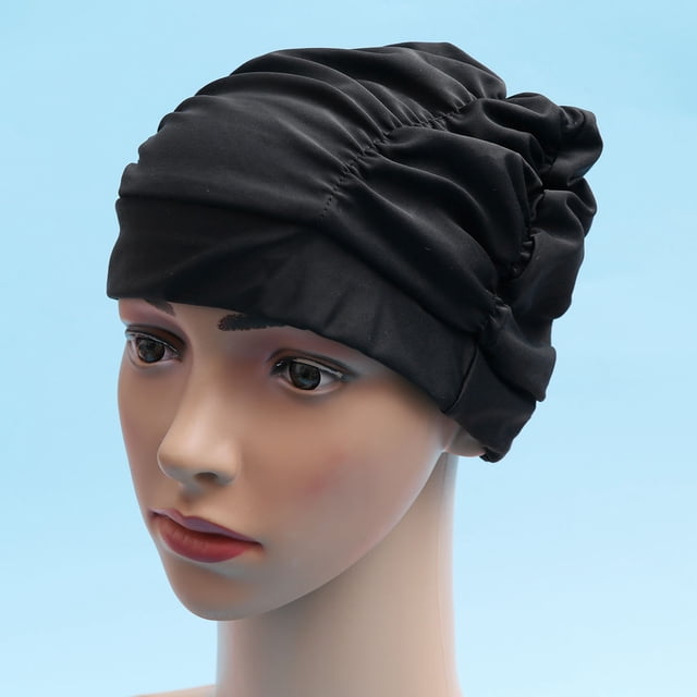 Milisten 1Ud Gorro Negro Para Natación Con Plisado Y Protección Para Cabello