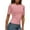 Pink, variant on Olyvenn Women's Short Sleeve Tops Half Length Sleeve Cotton Crewneck T Shirts Slim Fit Ruched Casual Elbow Summer Basic Tees White S