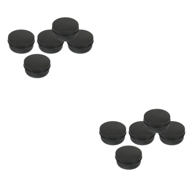 Transemion 5pcs Empty Aluminum Jars Cosmetic Screw Balm Lip Lid Cans Containers Black 50ml 2Set