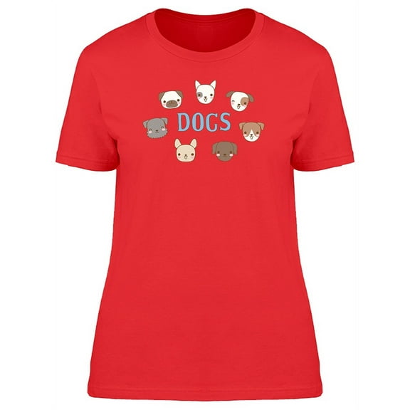 Cute Dogs Doodles Cartoon T-Shirt Women -Image by Shutterstock, Female Medium