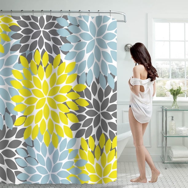 Cortina de ducha myvepuop de 70 x 70 pulgadas con 12 ganchos de plástico, impermeable, para baño, resistente, lavable a máquina, secado rápido, color azul claro, talla única