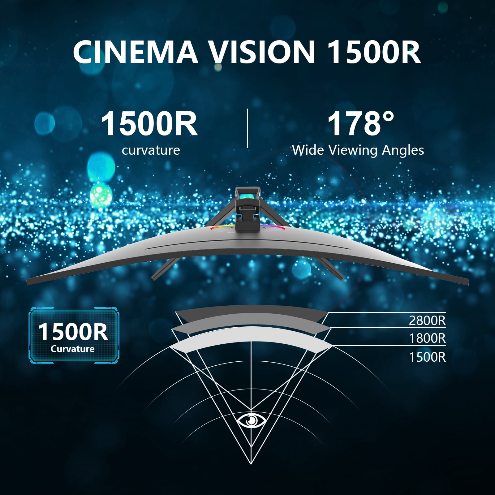 Sealan 34 inch Ultrawide Curved Computer Gaming Monitor 165Hz UWQHD 3440x1440,1500R -PIP,1ms (MPRT),HDR, 300nits, sRGB99%,FreeSync,HDMI2.0(TMDS) x2,DP1.4 x2,Eye Care,Support Wallmount 75x75mm