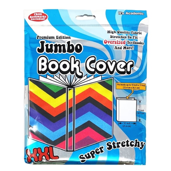 Rainbow Color Chevron Stretchy Oversized Book Cover - Fits Book Up to 10" X 15"