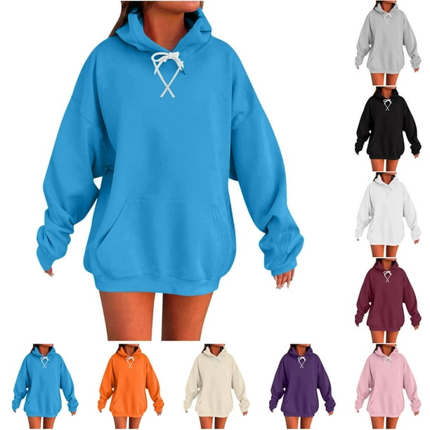 Camisas para mujer,Sudadera con capucha para mujer, informal, holgada, de manga larga con bolsillos, mezcla de poliéster, cómoda para uso diario, sopatenor