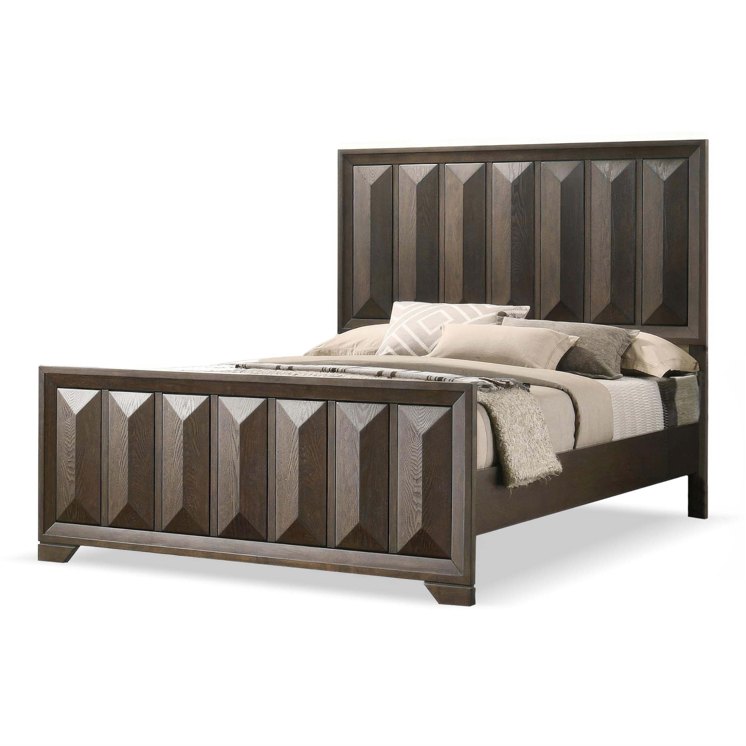 FOA Werren 6pc Espresso Wood Bed Set - Queen+2 Nightstands+Chest+Dresser+Mirror