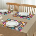 thumbnail image 3 of Multicolor Ethnic Geometric Patchwork Pattern Summer Placemats Table Placemats Set Of 4-Linen Kitchen Washable Placemats Table Mats 11.8"x17.7" Non-Slip Heat Resistant, 3 of 6